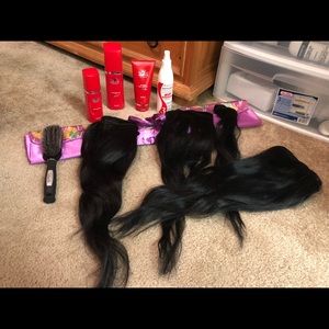 20 in. Human Hair Babe Clip-in Extensions. (Black)